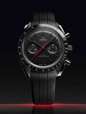Introducing the new Speedmaster Dark Side of the Moon with a red hand against total darkness. A certified CoAxial Master Chronometer manual-winding Calibre 9908 Black Edition. Slimmer case. Darker movement. Unmistakable presence. #OMEGA #Speedmaster