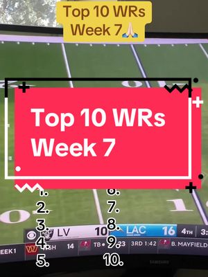 Top 10 WRs for week 7 #fantasyfootball #nfl #football 