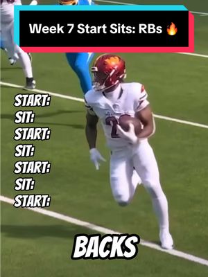 RB Start Sits Fantasy Football Week 7 Week 7 Start Sits Running Back Start Sits Start Sits Week 7 Start Sits Fantasy Football Kimani Vidal Ashton Jeanty Quinshon Judkins Jaylen Warren Javonte Williams Kenneth Walker
