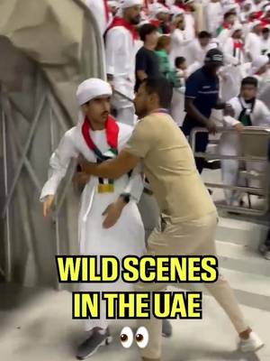 Emirati fans running riot… 😬 ⚽ UAE fans have stormed the pitch after Qatar went up 2-0 in a crucial World Cup Qualifying match. Qatar eventually won 2-1 in Doha and qualified for the 2026 World Cup. ( 📷 : @ TheAsianGame on X#fans #worldcup #UAE #fyp #espn