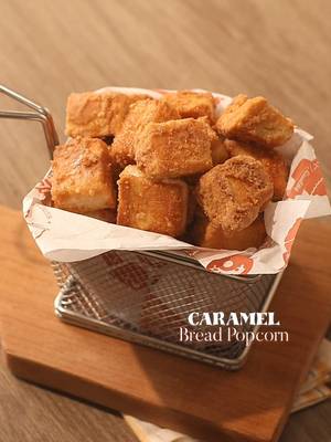 🍞🍿 Caramel Bread Popcorn 📝 Recipe 2 Slices • Thick Bread 50g • Sugar 2 tbsp • Water 25g • Butter 30g • Milk Instructions: • Bread - cut the bread into dice bite-sized - toast the bread on a pan in medium heat until they are brown • Caramel - put sugar on a pan and pour water - turn on the stove in low heat - when the sugar starts to bubble, put butter and stir - put stove in medium heat - pour milk and stir a little - once the sugar starts to change into brown-ish color, stir more and put the stove in low heat • Toasted Bread + Caramel - put the toasted bread into the caramel and stir well until every bread is coated with the caramel — #homecafe #easydessert #asmr #homemadecaramel #breadrecipe