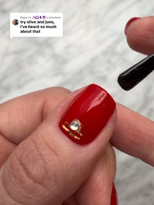 Replying to @🦄💟🪻🔮 you asked for it, @Olive & June is up next! Obsessed with this shade Secret Recipe ❤️  Although I love @essie gel couture, I don’t understand their top coat. It shrinks with every passing day dragging the color inward and creating an amateurish look. What am I doing wrong? #nailpolish #nailsoftheweek 