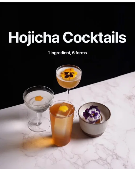 If you’ve been following me for a while now you know that hojicha is one of my favorite teas. I present to you a couple of fun ways to incorporate hojicha in cocktails, in both flavor and technique. You’ll notice that each cocktail more or less follows one of the 6 cocktail archetypes. I’ll have videos on them soon! hoji-wari — Japanese Whisky, green tea umeshu, hojicha cordial Mizuwari is a common way to enjoy spirits in Japan, in this application we use hojicha as the main source of dilution. taisho era — Hojicha gin, Creme De Cacao, Cocchi Americano, Yuzu A play on the 20th century, the hojicha plays well with both the creme de cacao and cocchi americano. alexander hoji — Japanese Whisky, Hoji infused Cream, Creme De Cacao Milk Tea anyone? Directly cold infusing the hojicha in Cream for a nutty take on the brandy alexander.  the kiln — Mezcal, Campari, Sweet Vermouth, Hojicha Milk Tea Hojicha milk tea is used to clarify the classic mezcal Negroni, smoky and roasty. hoji on holiday — Milk Washed Hojicha White Rum, Pineapple Gum, Lemon Hojicha works well with tropical fruits, and the milk wash + gum syrup create this really nice foam. playful cloud — Ki no tea, Italicus, Dry Vermouth, Hojicha Hydrosol It’s colorless, but the hojicha flavor is evident. This one balances the floral citrus with the charcoal roasted tea. #fyp #coktails #hojicha 
