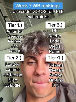 Week 7 WR rankings for fantasy football #walterpicks #fantasyfootballadvice2025 #fantasyfootball #fantasyfootballtips 