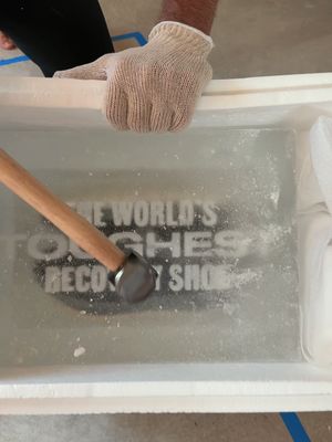 We wanted to prove it’s The World’s Largest Recovery Shoe. So we froze it. 