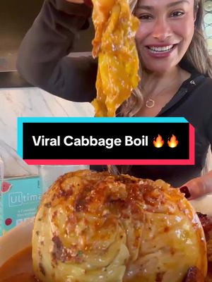 TRYING THE VIRAL CABBAGE BOIL ‼️🥬 I’ve made the onion one…and I’m not going to lie, I think I might like this better! Washed it down with my @goultima electrolytes and it was SO refreshing!#ultimapartner