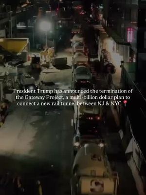 What are your thoughts?  President Donald Trump announced he is terminating the Gateway Project, a multibillion-dollar plan to construct a new rail tunnel between New Jersey and Manhattan. At a White House event, Trump said the project — long championed by Sen. Chuck Schumer — would be “terminated on a permanent basis,” calling it a waste of “billions and billions of dollars.” The decision follows the federal government’s withdrawal of funding for the project 15 days earlier, during the ongoing shutdown. Schumer slammed the move on X, calling Gateway “the most important infrastructure project in America,” and describing Trump’s decision as “pure spite and stupidity.” Sen. Cory Booker and Rep. Andy Kim issued a joint statement calling the move “a direct attack on New Jersey,” emphasizing that the project has historically enjoyed bipartisan support. Gov. Phil Murphy’s office declined to comment. - Follow for more local news  #bergencounty #hudsoncountynj #morriscountynj #essexcountynj #northjerseynews   