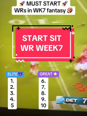 THE best WRs for week 7 fantasy football 👀 #fantasyfootball #tiktokwidereceiverscampaign #fantasyfootballstartsit #rasheerice