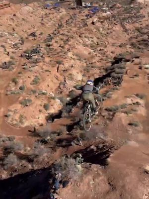 Georgia Astle going BIG on the 54 foot El Presidente at RedBull Rampage this morning🤘#redbullrampage @Red Bull Bike 