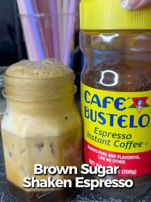 Recipe + ingredients for all videos can be found on the cafecito corner Patreon (link in bio).  • Shop all my favorites from syrups and sauces to coffee cups and coffee bar trinkets (link in bio).  • disclaimer: we all have different taste buds and what I like you may not. Play around with the recipes and make it to your liking 🤎 #instantcoffee #cafebustelo #brownsugarshakenespresso #shakenespresso #instantespresso 