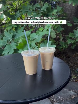 black & white coffee in downtown Raleigh 🫶🏼🍂☁️☕️ #raleigh #northcarolina #raleighnc #RaleighEats #nc 