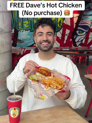 Want free food? Follow me to eat good 🙌🏼 FREE Dave’s Hot Chicken (No purchase) 🍔 #fastfood #daveshotchicken 
