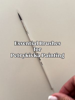 Essential brushes for Petrykivka painting: Cat Brush, Round Brush (Squirrel) #5, #4, #3. Perfect for crisp starts, soft petals, and precise details.