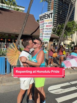 Out here repenting at Honolulu Pride with @Calum McSwiggan #lgbt #Pride #honolulupride 