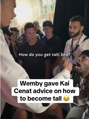 Kai couldn't believe his eyes when Wemby rolled up.  But admins been listening to their parents and eating vegetables their whole life and they're still 5'8'' smh @Victor Wembanyama 