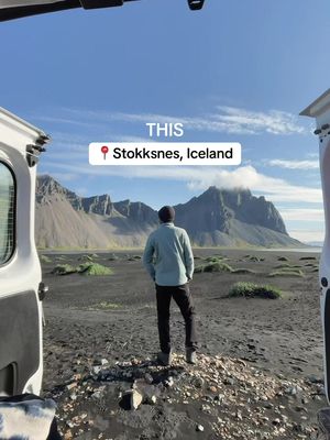 Send this to who you’d want to wake up here with 🥹 📌 Make sure you SAVE this to remind you to take a road trip around Iceland.  This is what van life in Iceland looks like!! There is no better way to explore the country than by renting your own camper van and taking off, with the freedom to stop wherever you please.  On this morning we parked up on Stokksnes Beach at 5am, after waiting out the bad weather overnight. Only to be greeted by stunning clear blue skies the and the beach all to ourselves for a couple of hours.  ✨ A morning we’ll never forget ✨ ‼️fyi it’s prohibited to camp on Stokksnes beach itself. There is a paid campground at the top of the beach road called ‘Vestrahorn Campground’ which is where we slept and then moved here in the morning. They have facilities and it costs 2,800 ISK per person (£17/$23).  Have you tried van life yet?  #iceland #icelandroadtrip #vanlife #adventuretravel #travelcouple #fyp 