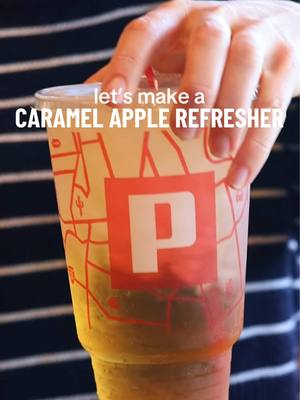 caramel apple season, now on ice #hack #drinkhack #roadtrip #dirtysoda #refresher