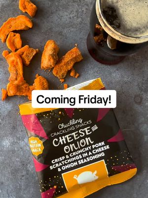 Cheese & Onion Pork Scratchings coming Friday! set you alarms, we also have the start of a cheesy sale!😋🧀 #chucklingcheese #highprotein #porkscratchings #highproteinsnacks 