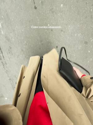 Beige, black and a pop of red is the perfect fall color combo ❤️ #popofred #trenchcoat #outfitsinspo #falloutfits #therow 