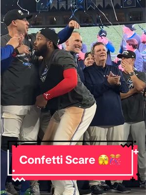 Caught him off guard 😅🎊#MLB #MLBPostseason #WorldSeries #BlueJays #vladimirguerrerojr 