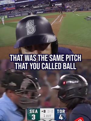 Eugenio Suarez was upset because the umpire called these two pitches differently #mariners #MLB #baseball #sports #bluejays