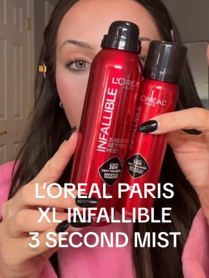 FINALLY an XL version!! L’Oreal heard us and dropped an XL size of their Infallible 3 Second Mist 💧 waterproof, sweat proof, transferproof  ✨Over double the size of the OG  Just dropped! @loréal paris usa @L’Oréal Paris  #lorealparispartner #lorealparis #settingspray #waterproofmakeup #waterproofsettingspray 