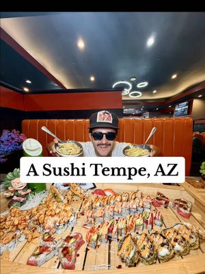 Arizona!  A Sushi in Tempe is a top-tier all-you-can-eat sushi spot — and I’m not kidding when I say they bring your rolls out on massive boats with smoke and anime characters floating by 🔥 The vibes? Unreal. The sushi? Fresh. The presentation? Next level. If you love sushi, this place is a must-try 👏 @A SUSHI & Grill（ALL U CAN EAT）  📍 1807 E Baseline Rd 102, Tempe, AZ 85283 #sushi #FoodTok #arizona #tempeaz #azfoodie 