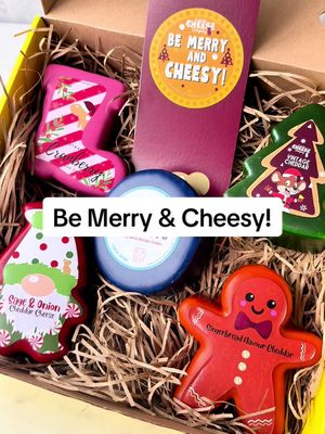 Our Be Merry & Cheesy Gift Box is here!😋 Filled with our 5 Christmas Cheddars, you don’t want to miss it!💕 #chucklingcheese #notjustcheese #CheeseLovers #christmaspresents 
