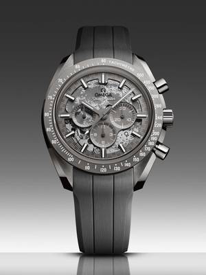 Both sides of the Moon revealed. The Master Chronometer Speedmaster Grey Side of the Moon in plasma-treated metallic grey ceramic. Laser-ablated calibre recreates the lunar far side visible through sapphire caseback. Both sides now yours to see. Discover more in the link in bio.  #OMEGA #Speedmaster 