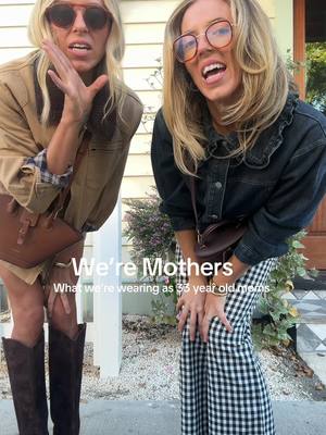 What we are wearing today as 33 year old moms! @vestique @Dolce Vita Footwear @KREWE @Heartloom @PARIS/64 @Electric Picks Jewelry 