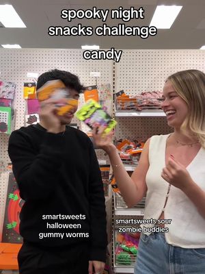 Spooky night snacks challenge 🎃🍿 Watch til the end to see the sweetest movie night snacks this spooky season 🤭 Shop Halloween Gummy Worms & Sour Zombie Buddies @target 🫶 #movienight #spookymovienight #movienightsnacks #spookynight #snackchallenge 