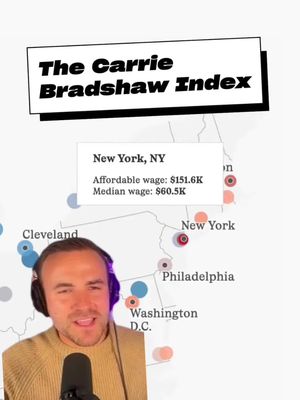“The Carrie Bradshaw Index” shows that for 41 cities in America, you can’t affordably live like Carrie Bradshaw... Pour one out for the single people: It’s simply unaffordable to live alone in cities. Period.  #TheEconomist #CostOfLiving #HousingCrisis #BusinessNews 
