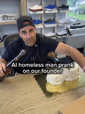 He’ll never leave the office unattended ever again 😭 #homelessmanprank #homelessman #ai #boss #aihomelessmanprank 