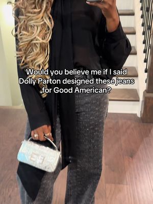 Country Glam brought to you by @GOOD AMERICAN Wearing the Crystal Relaxed Jeans in collaboration with @Dolly Parton  #goodamerican #joleans #fashiontiktok #fallfashion #denim 