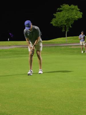 Hunter Epson drains a putt from DEEP #golf #grassleague #par3 #goodgood #nightgolf