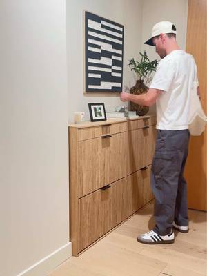 Finally upgraded the entryway with some much needed shoe storage.  - - - - #apartmenttherapy #homedesign 