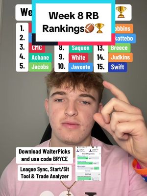 Week 8 RB Rankings🏈🏆 #fantasyfootball #fantasycontent #rbrankings #week8 #titanswalterpicks 