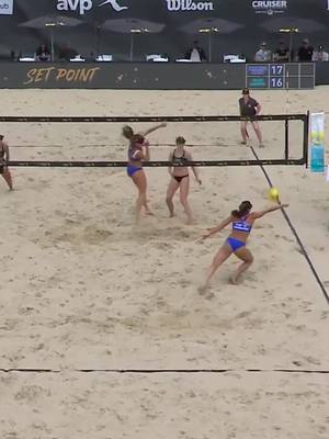 Composure on set point. Lexy Denaburg and Julia Donlin battle through one of the grittiest rallies of the AVP League quarterfinal in Chicago. #AVPBeach #BeachVolleyball