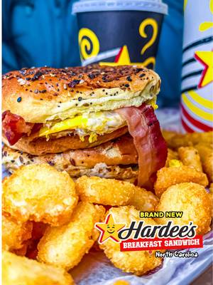 🗣️ The ALL NEW Everything Seasoned Breakfast Sandwich from @Hardee’s is a dang GAMECHANGER! 😱 A perfectly toasted everything-seasoned bun packed with a hand-cracked egg, your choice of crispy bacon or sausage, and whipped cream cheese. It’s an experience you have to try for yourself. We suggest you get it before it's gone!  #HardeesPartner #Hardees #EverythingSeasoned #nccheck #northcarolina 