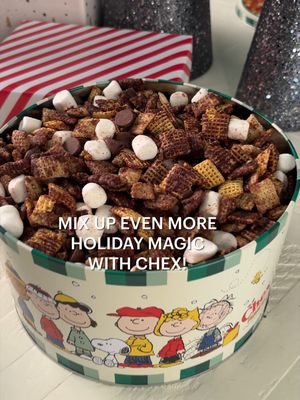 Pro Chex tip: Swap boring for bold with Mexican hot chocolate party mix! #ad Buy 3, get a free limited-edition PEANUTS® Holiday Tin! Link in bio for full details