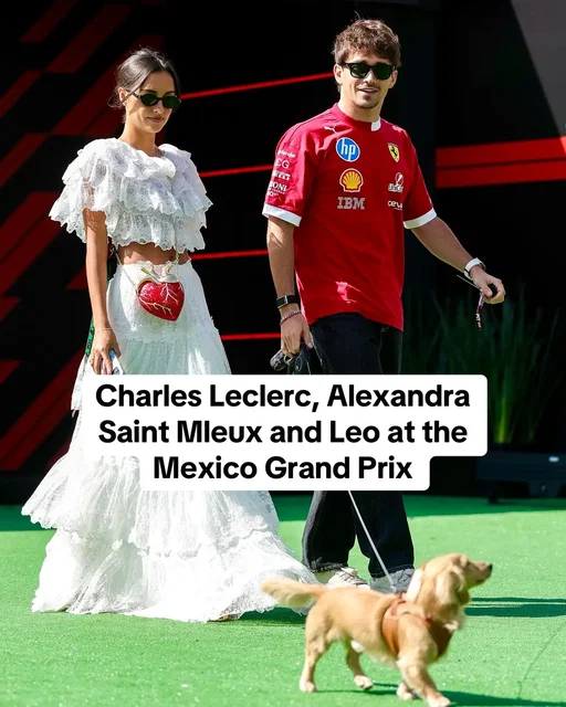 Leo hits the paddock (with Charles and Alexandra) at the Mexico Grand Prix #f1 #formula1 #charlesleclerc #alexandrasaintmleux #ferrari 