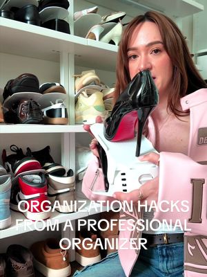 Replying to @Marissa did you really think the sneakers were gone?? if you’ve been following my professional organizer series, you’d know that one of the organization tips bailey recommended was vertical space!! these truly have changed my life 👠👟