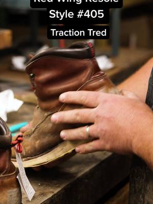 The intricate process of resoling the Traction Tred. #RedWingShoes #BootResole