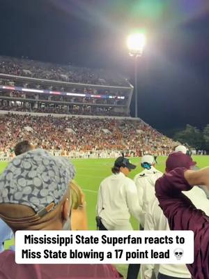 Mississippi State Superfan @Brandon F Walker reacts to Miss State blowing a 17 point lead to Texas 😭 #CollegeFootball 