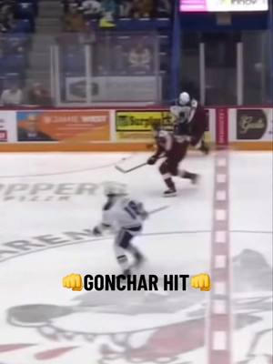 How about Artem Gonchar bringing some retro Wolves hockey this afternoon with this hit👊 Sent that helmet to the moon 🚀 #ohl #fyp #foryoupage #hockey 