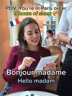 When in Paris… order what really need 😴💞☕💛 A hug, a smile and 9 hours of sleep 🇫🇷✨ speak french and tell me what you’ll order in a Paris cafe🎀 • Un câlin = a hug 🫂  • Un sourire = a smile ☺️ • 9 heures de sommeil = 9 hours of sleep 😴 • Un petit thé = a cup of tea 🫖  What would you order? 💞😴🥰 