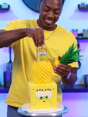 When you're inspired by @OLIPOP and Spongebob Squarepants, you end with a cake like this. I designed this cake after my favorite can design and even included a 3D printed pineapple to bring everything together! #olipoppartner #spongebob