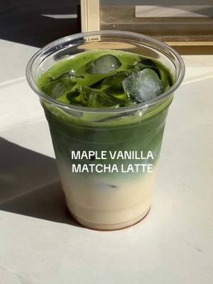 maple vanilla matcha latte 🍁🌟🍵 recipe:  〰️1tsp maple syrup 〰️1tsp vanilla extract 〰️ice 〰️1/2cup milk 〰️2tsp matcha + 40ml warm water #homecafe #matcha #matcharecipe #icedmatcha 