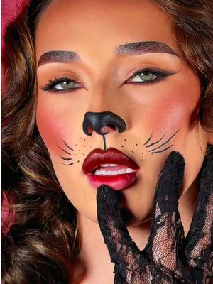For the girlies to recreate this Halloween 🍒✨   • @Mugler x @L’Oréal Paris collection  • @Juvia’s Place  - Nubian eyeshadow stick • @Huda Beauty Blurring blushlights palette shade ‘toasty peach’  #easyhalloweenmakeup #makeuptransformation #31daysofhalloween #makeupfyp 