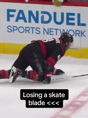 Getting back to the bench with a missing blade is its own sport #NHL #canes #hurricanesvsgoldenknights #hockey 
